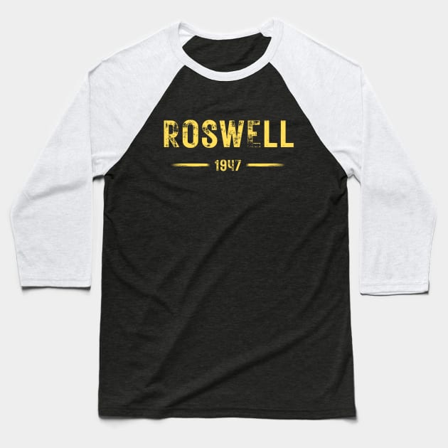 Roswell 1947 UFO - Flying Saucer Crash Baseball T-Shirt by Paranormalshirts